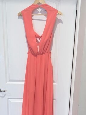 BCBG - coral chiffon dress - size 10